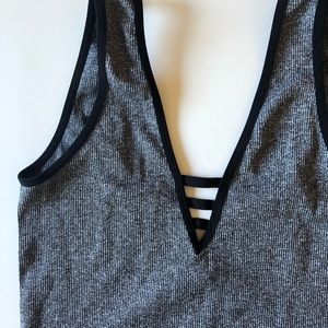 Grey Ribbed Stretch tank top bodysuit